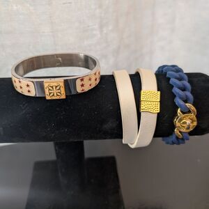 Rustic Cuff Patriotic Red Star, White and Blue Bracelet Set